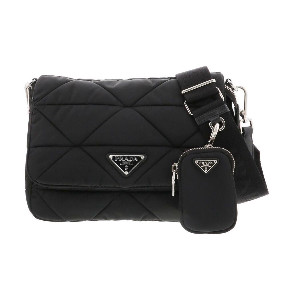 PRADA Padded Quilted Shoulder Bag Black